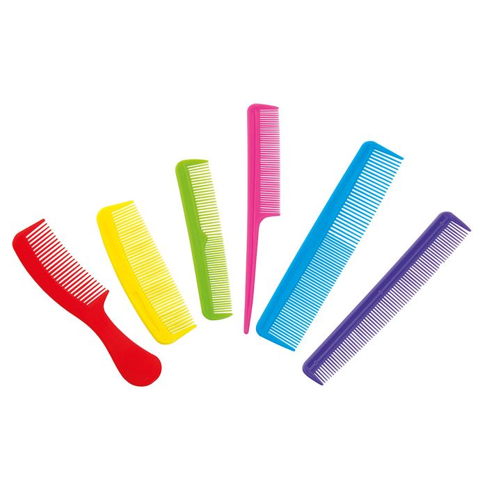 Kit Pentes Plásticos Coloridos 6 Peças